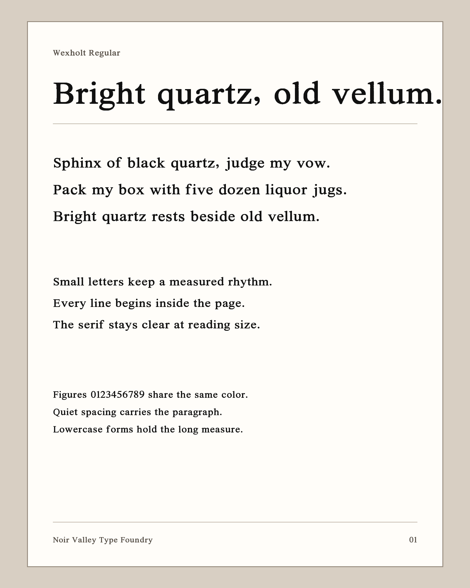 Wexholt paragraphs shown at three reading sizes