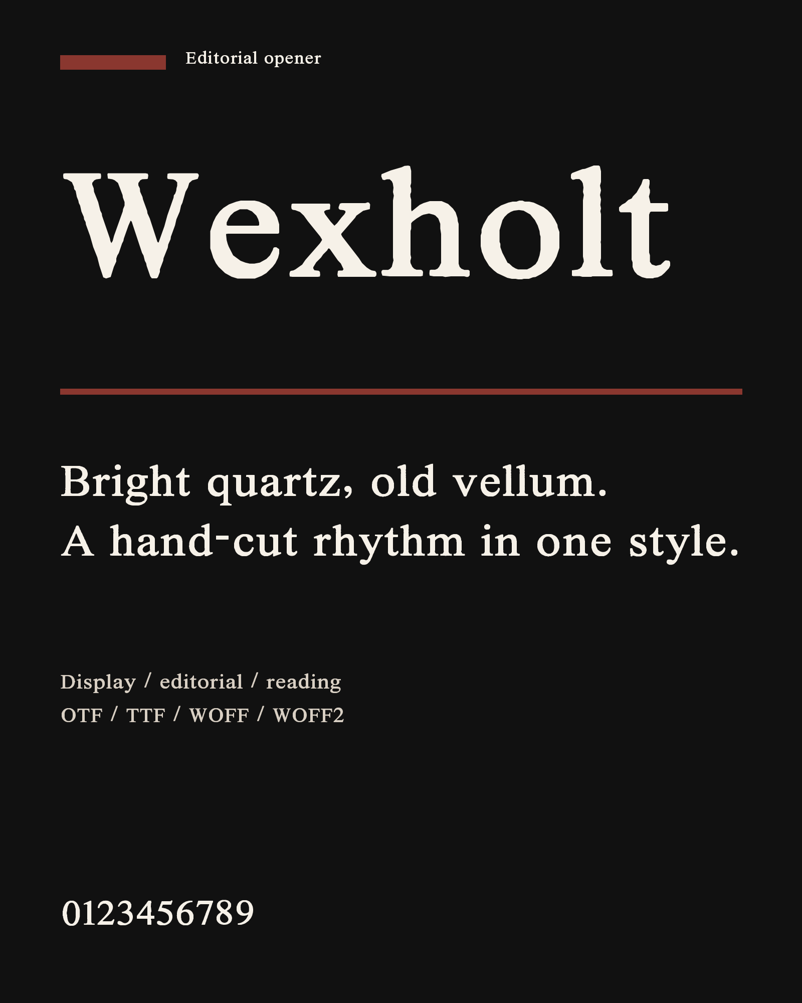 Wexholt words and title lines arranged as an editorial opener